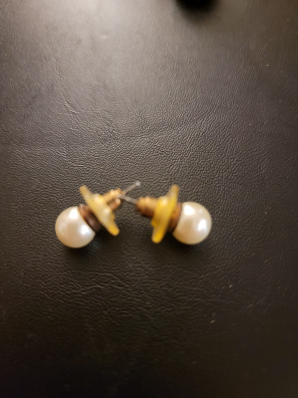 Pearl Stud Earrings with Gold-Tone and Cream Accents